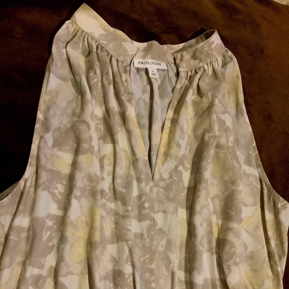 Prologue Ivory or Cream with hints of Yellow and Beige L Sleeveless Maxi Dress